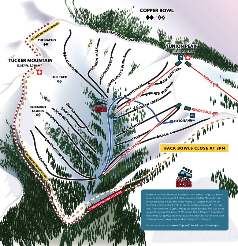 Colorado Ski Maps Copper Ski Resort Trail Map